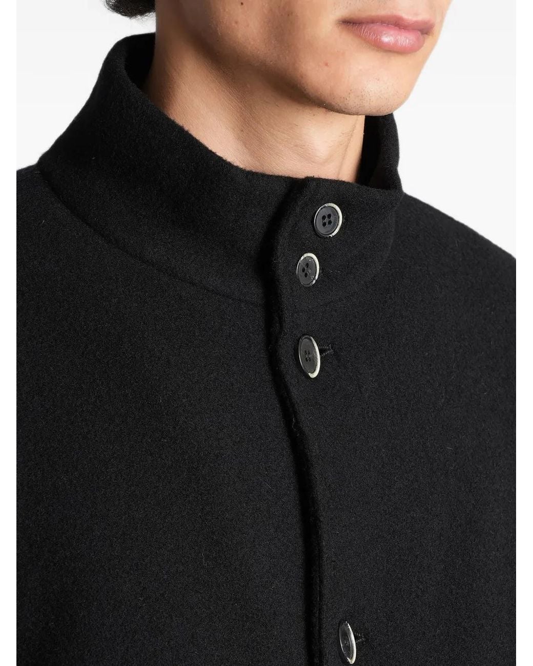 Barena Black Caopian Button-Up High-Neck Jacket for men