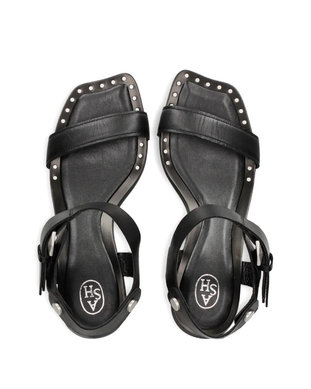Ash Black Stud-Embellished Leather Sandals