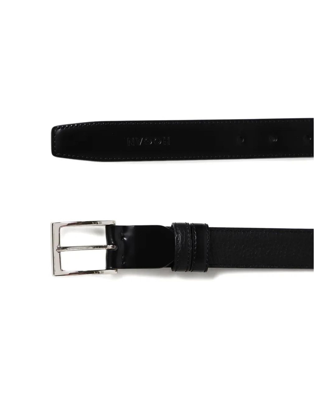 Hogan Black Leather Belt for men