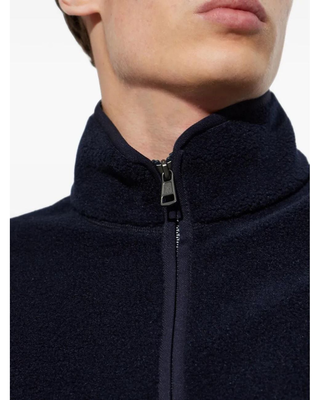 Moncler Blue Logo-Patch Zip-Up Sweater for men