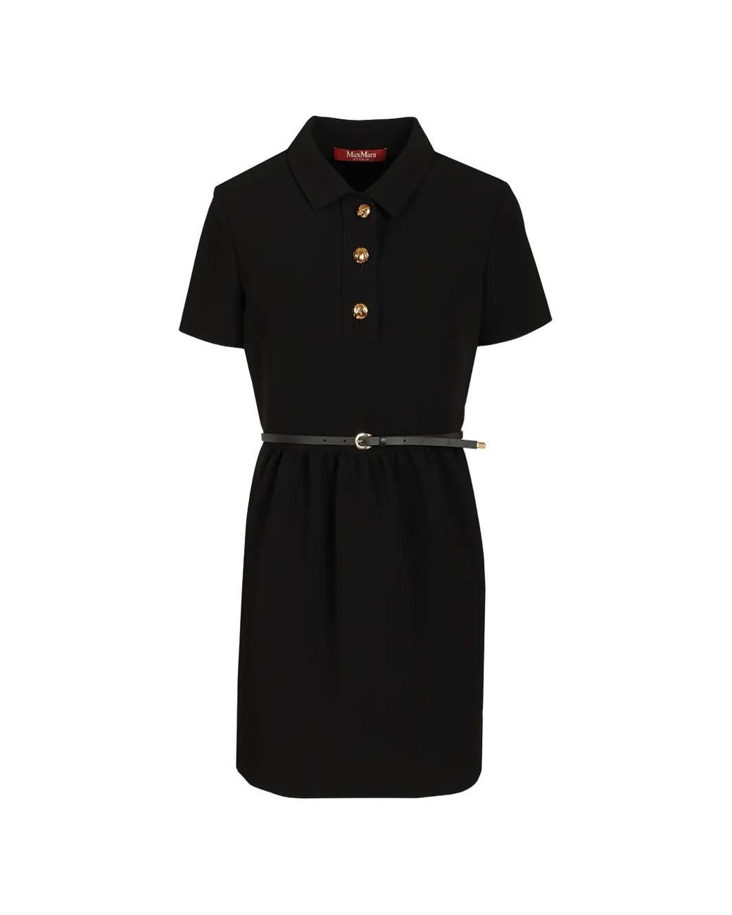 Max Mara Black Button-Embellishment Mini Dress