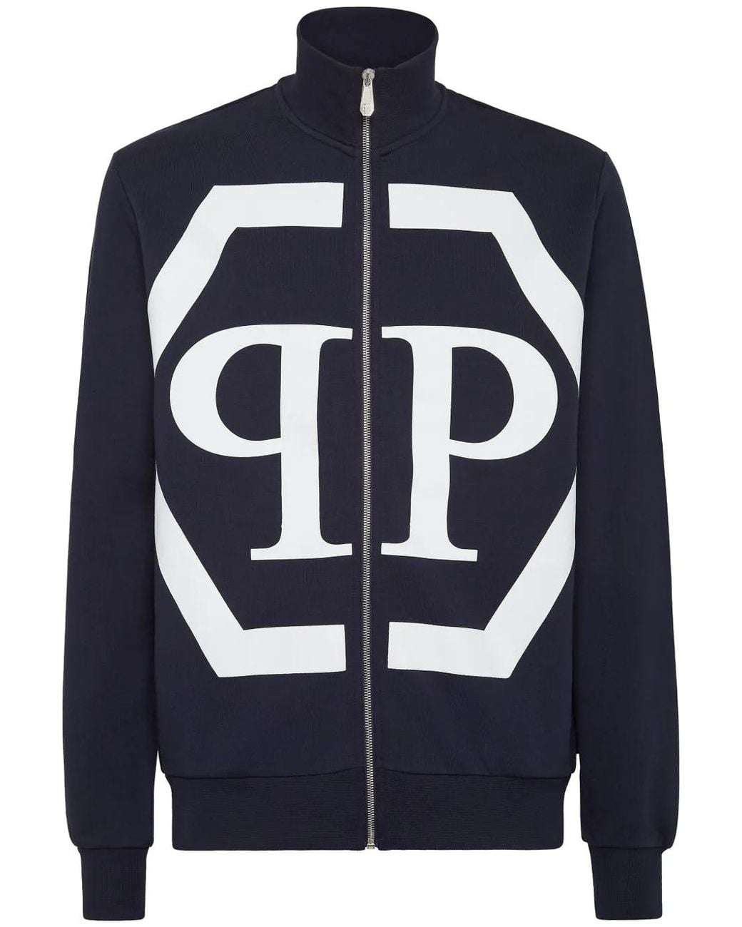 Philipp Plein Blue Hexagon Logo-Print Sweatshirt for men
