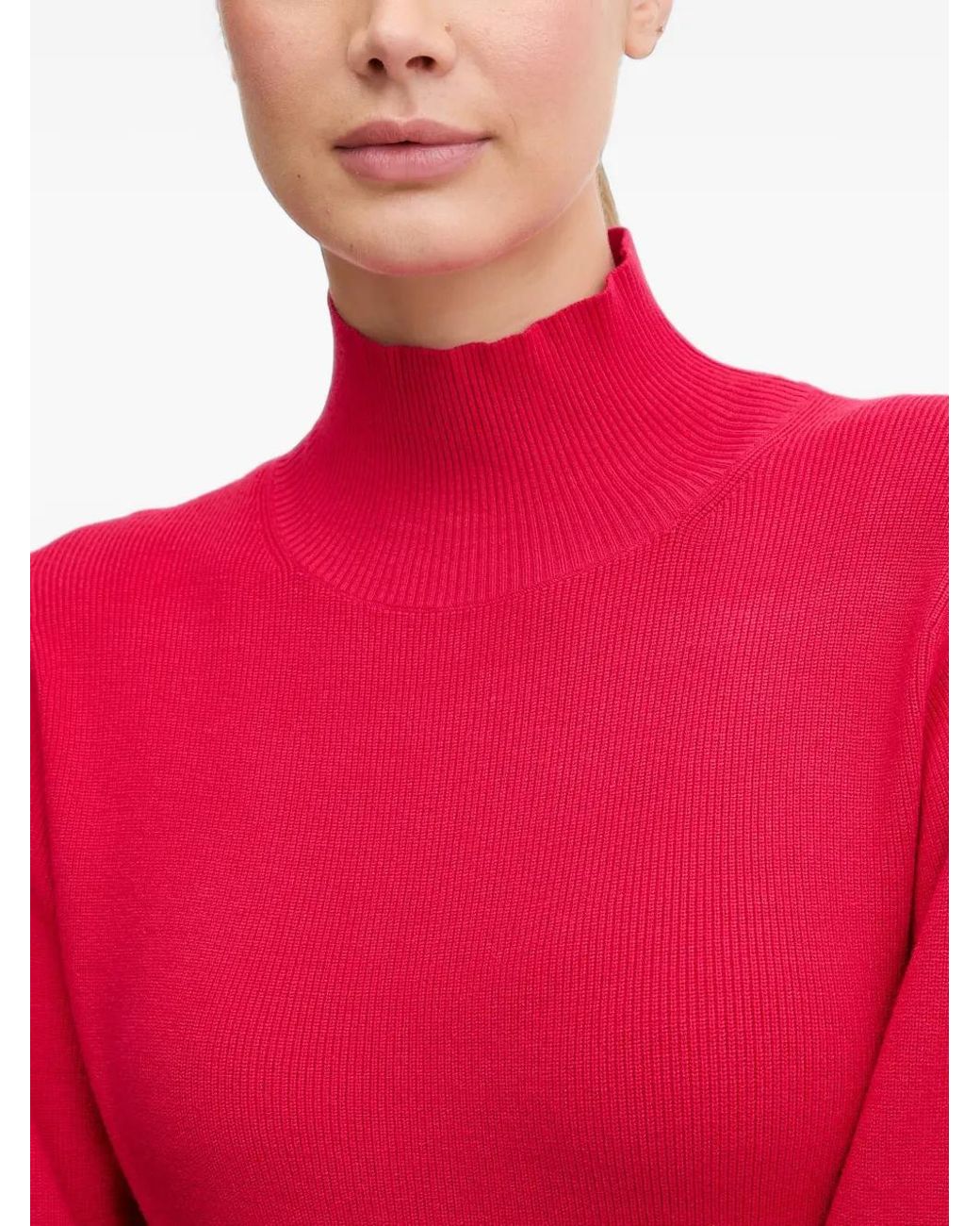 Sportalm Red Ribbed-Knit High-Neck Sweater