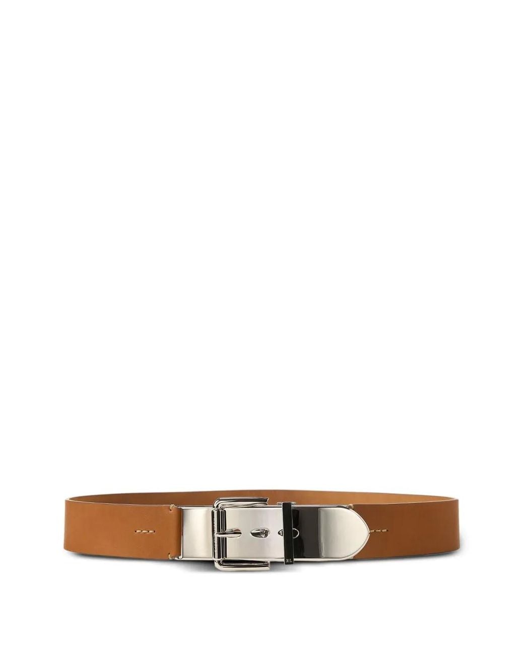 Ralph Lauren White Metal-Buckle Leather Belt