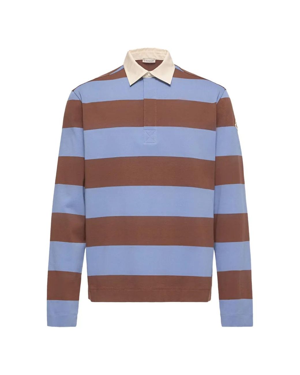 Moncler Blue Striped Long-Sleeve Polo Shirt for men