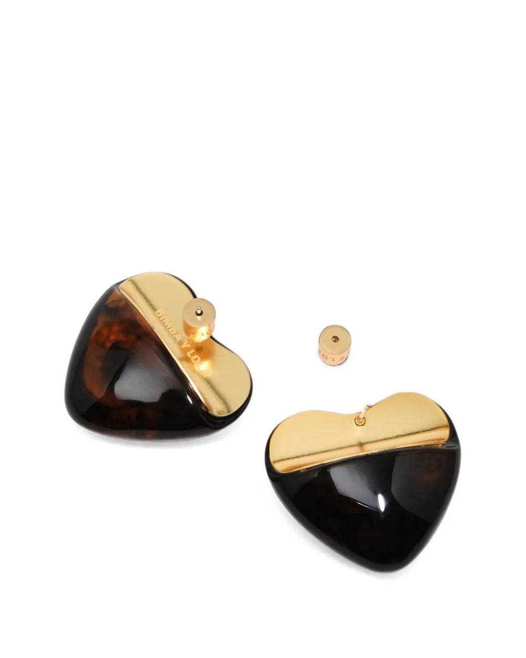 Bimba Y Lola Black Amber Resin Hearts Earrings