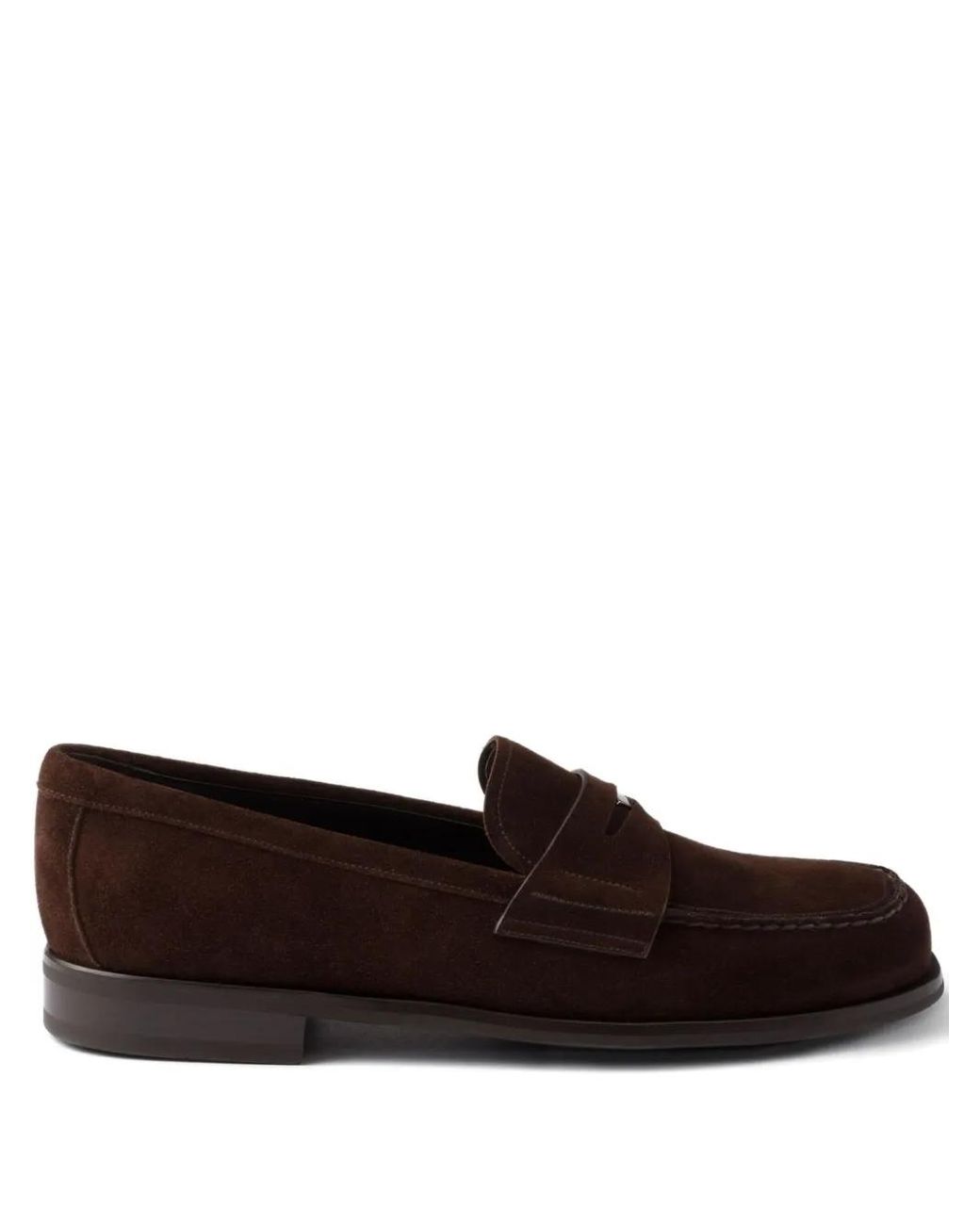 Prada Brown Suede Penny Loafers for men
