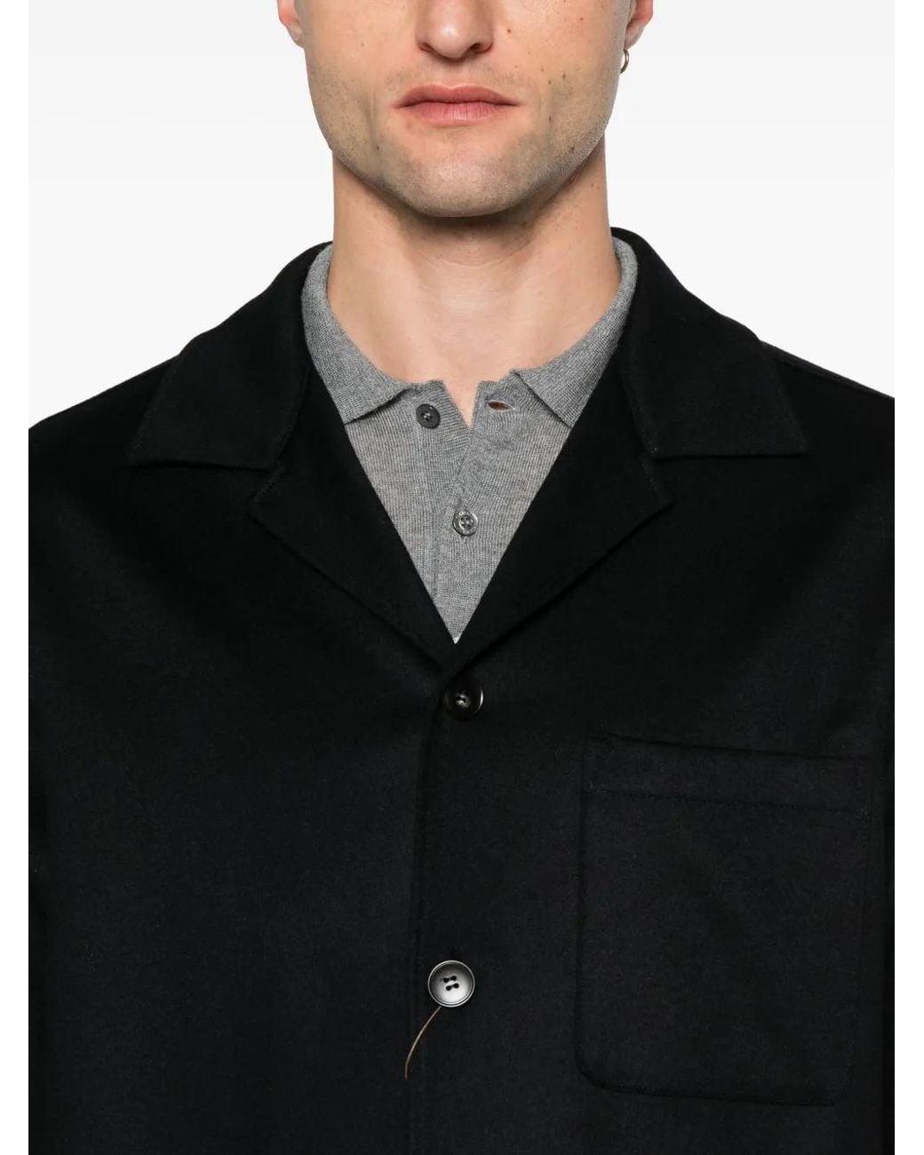 Canali Black Patch-Pocket Button-Down Jacket for men