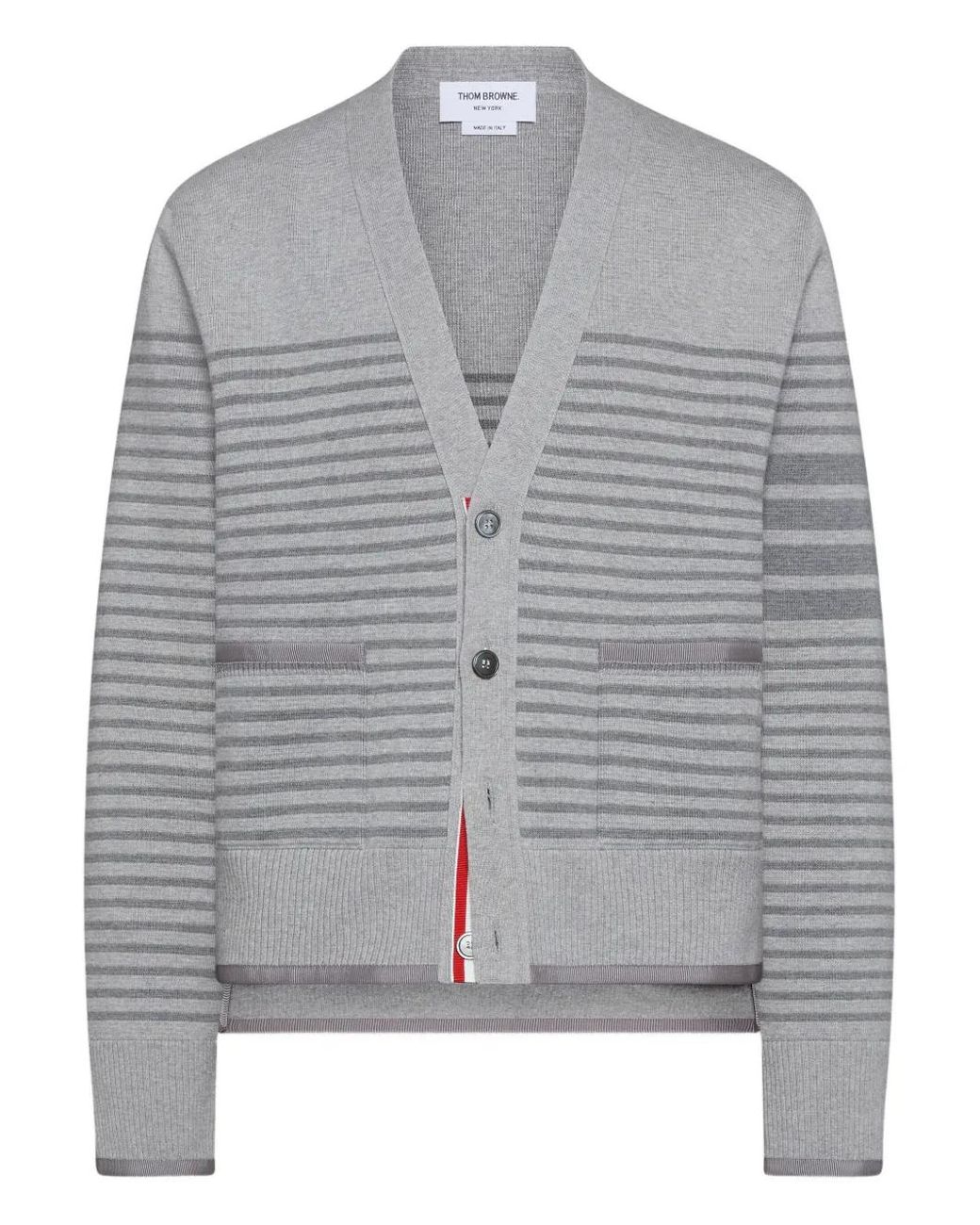 Thom Browne Gray Milano Stitch Striped Boxy Fit Cardigan for men