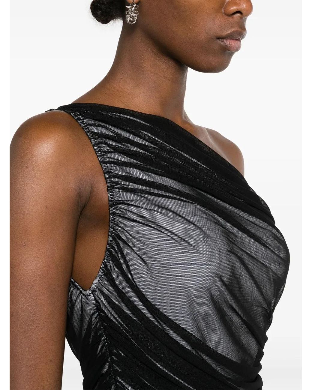 Norma Kamali Black Diana Asymmetric One-Shoulder Gown