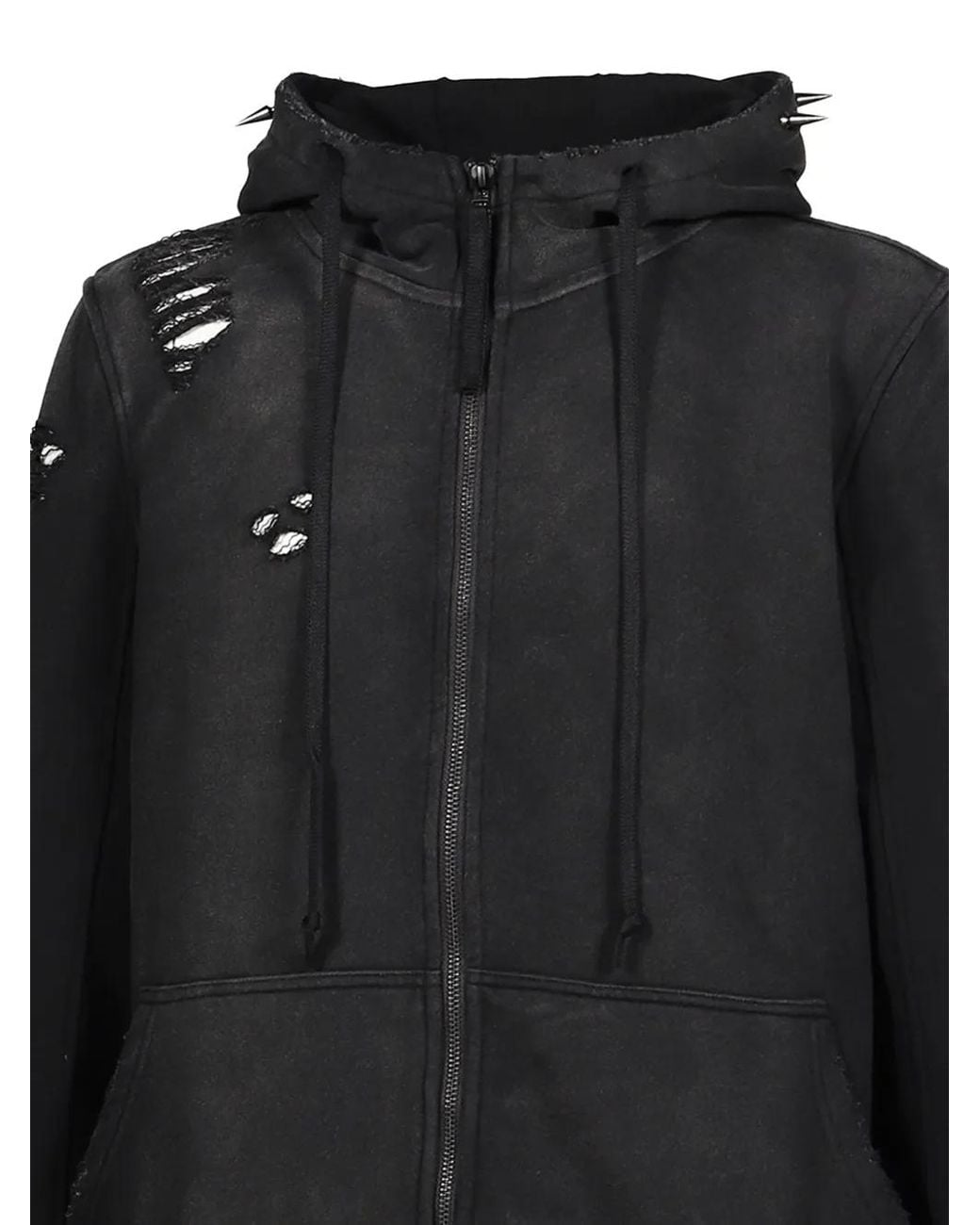 Troubled Waters Black Hoodie Hollow À Détails De Clous for men