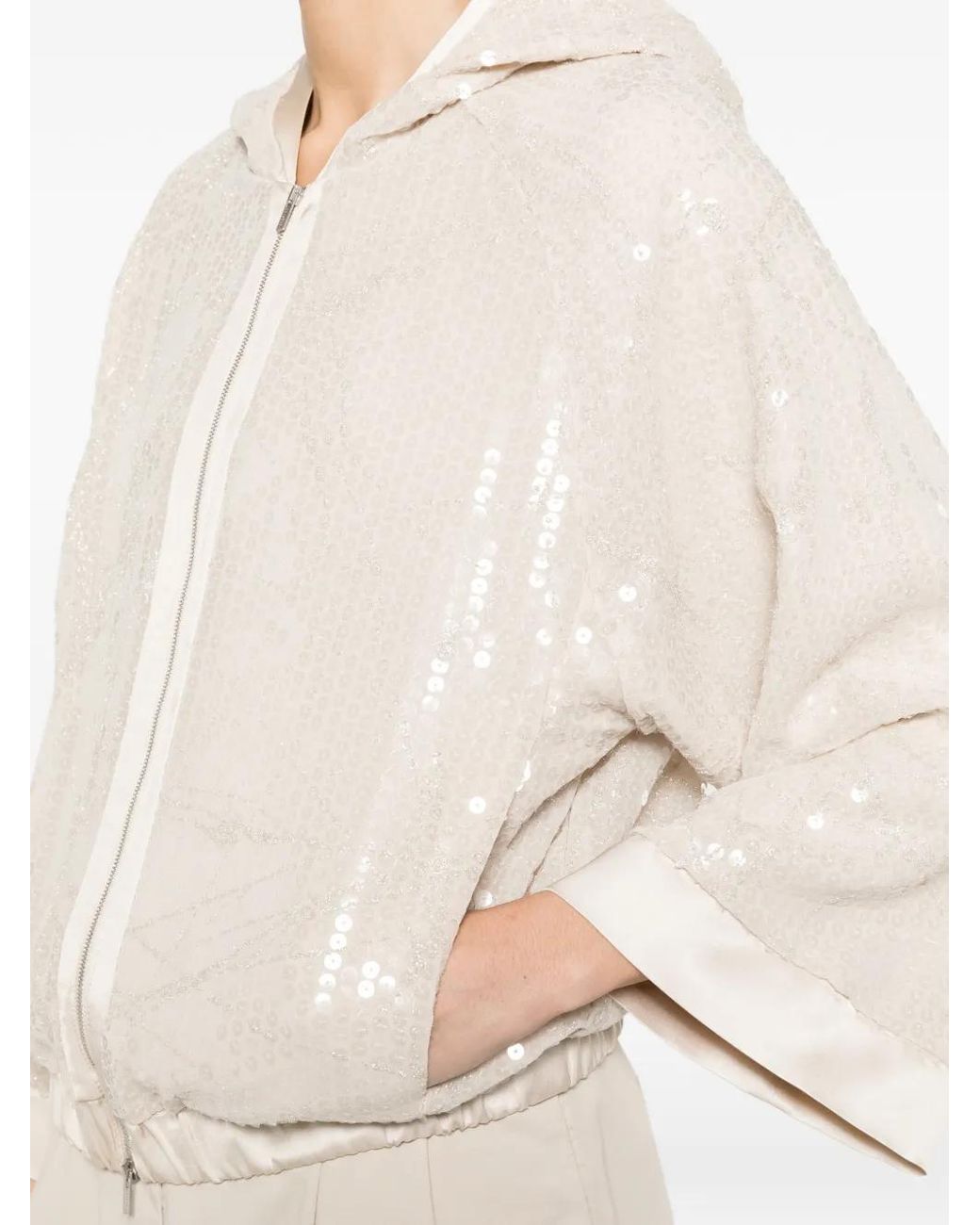 Peserico White Zip Fastening Hooded Jacket