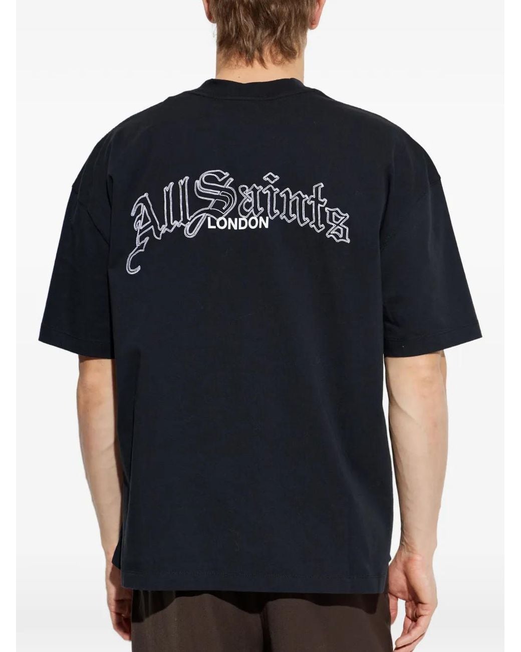 AllSaints Blue Logo-Print Short-Sleeve T-Shirt for men