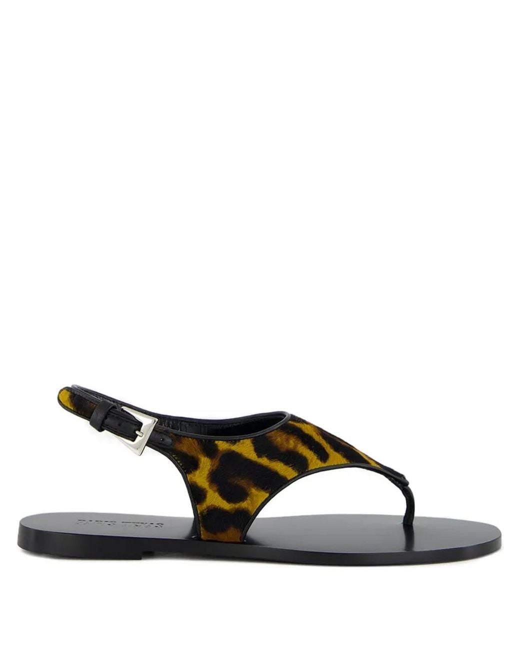 Paris Texas Black Leopard-Print Flat Sandals