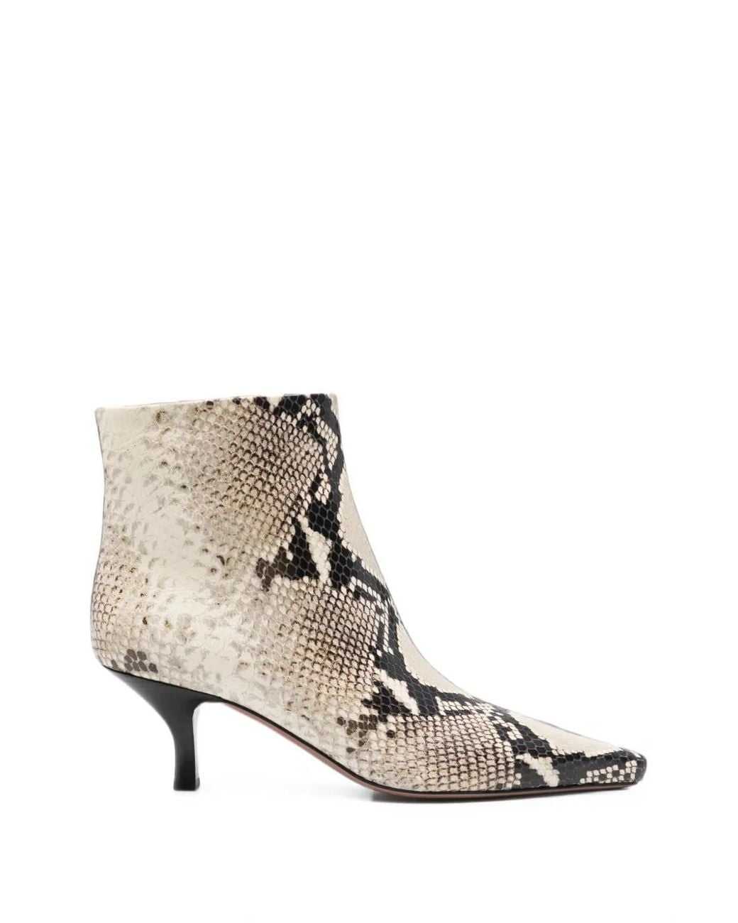 Paris Texas Natural Rose Snake-Effect Leather Ankle Boots