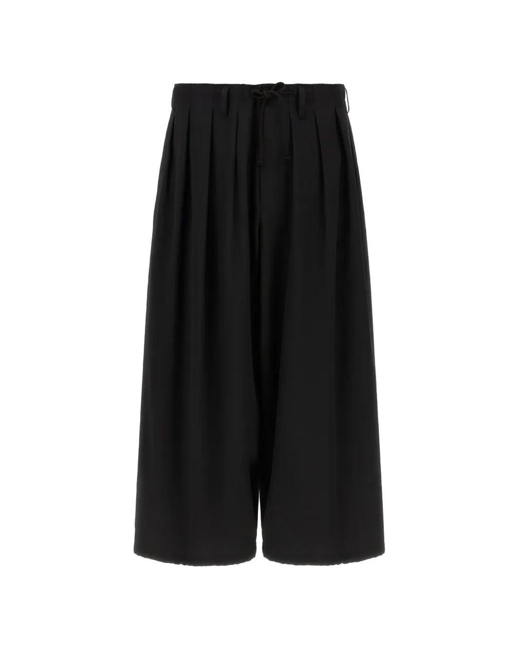 Yohji Yamamoto Black Pleated Drawstring Trousers for men