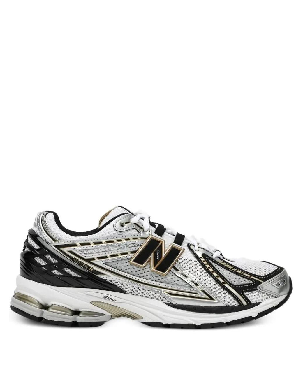 New Balance White Logo-Patch Sneakers