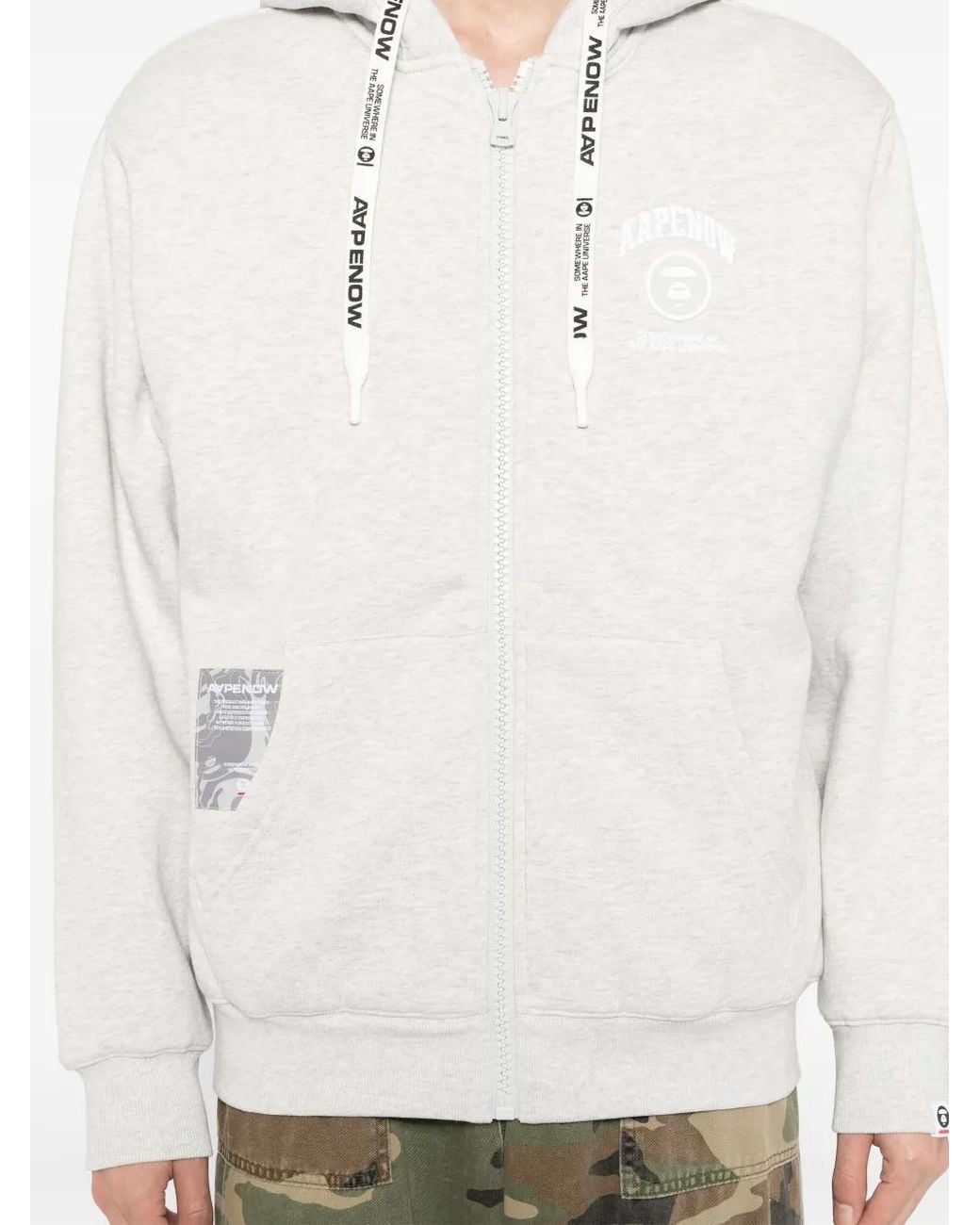 Aape By A Bathing Ape White Logo-Patch Hooded Jacket for men