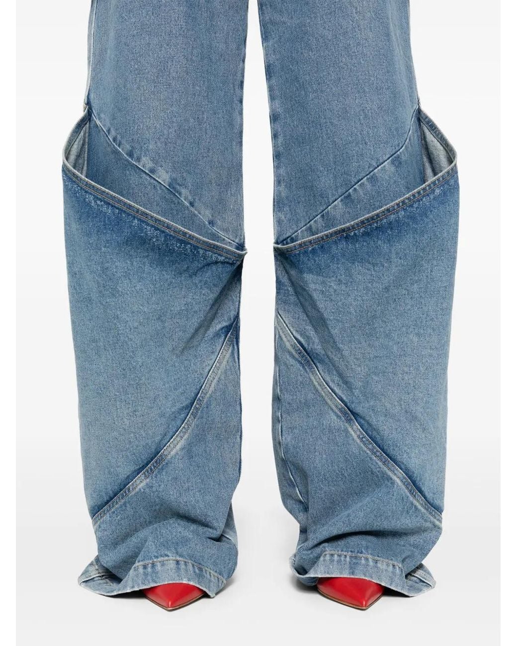 The Attico Blue Wide-Leg Long Jeans