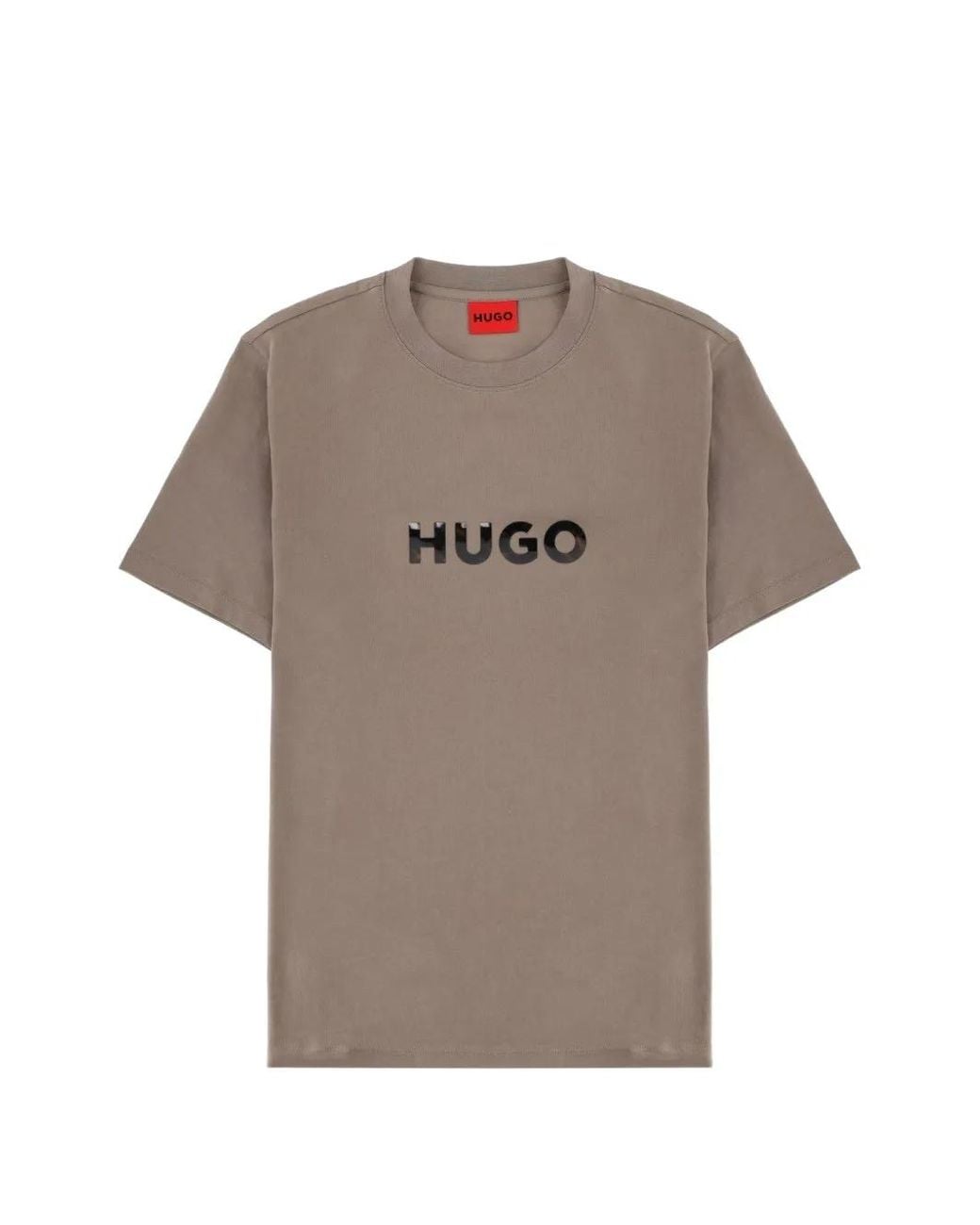 HUGO Gray Dumeo Tortoise-Logo T-Shirt for men