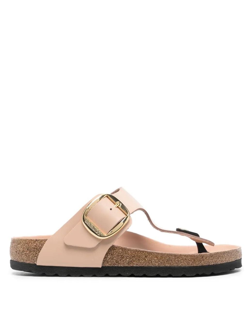 Birkenstock Pink Gizeh Big Buckle Shine New, Natural Leather Shoes