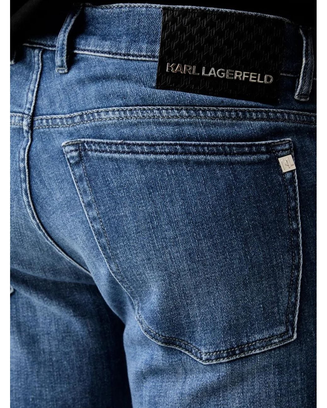 Karl Lagerfeld Blue Faded-Effect Jeans for men