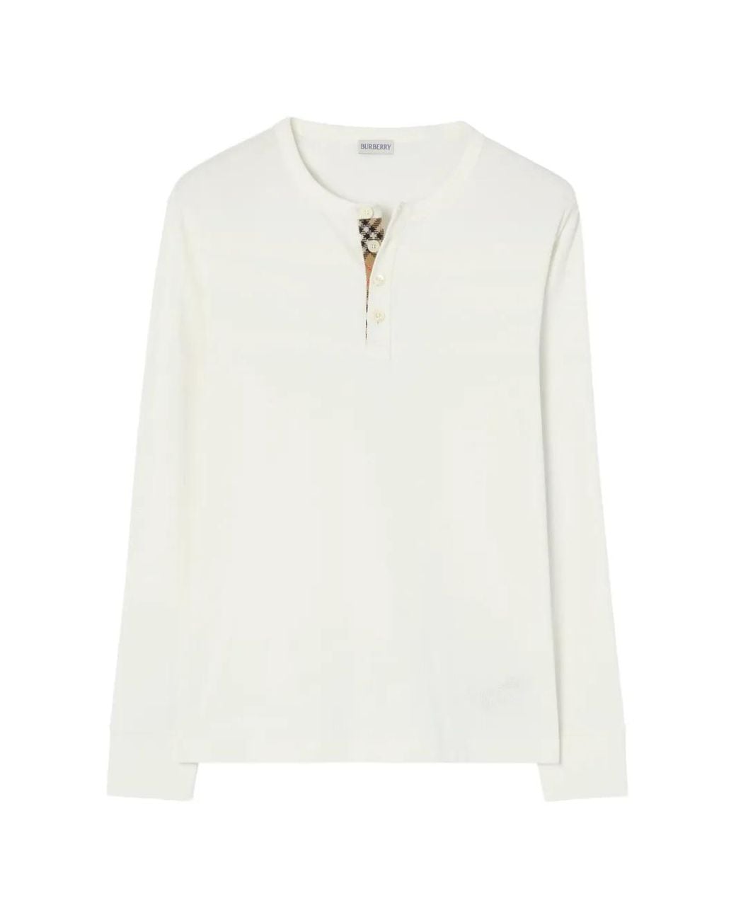 Burberry White Long-Sleeve Cotton Top for men