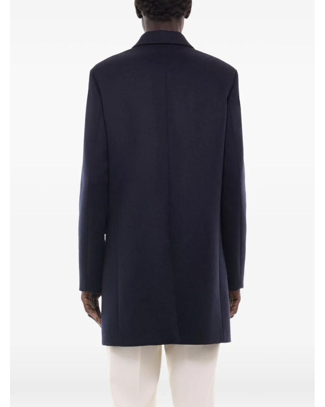 Fursac Blue Button-Fastening Overcoat for men