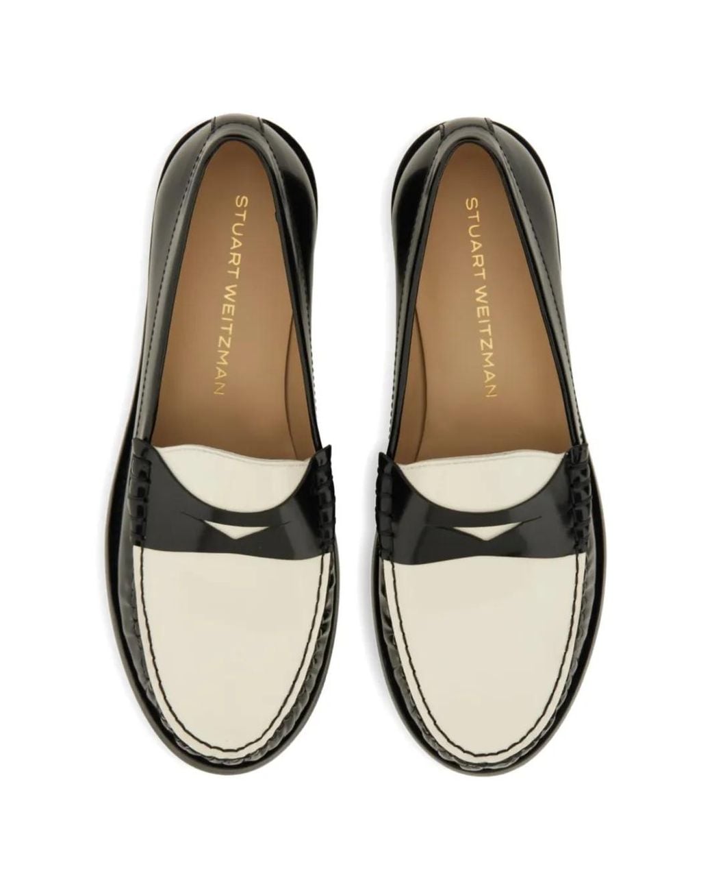 Stuart Weitzman Black Lottie Two-Tone Loafers
