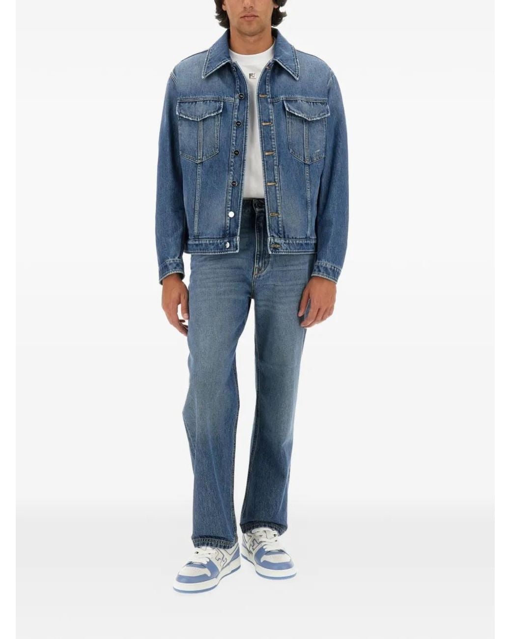 Fendi Blue Buttoned Denim Jacket for men