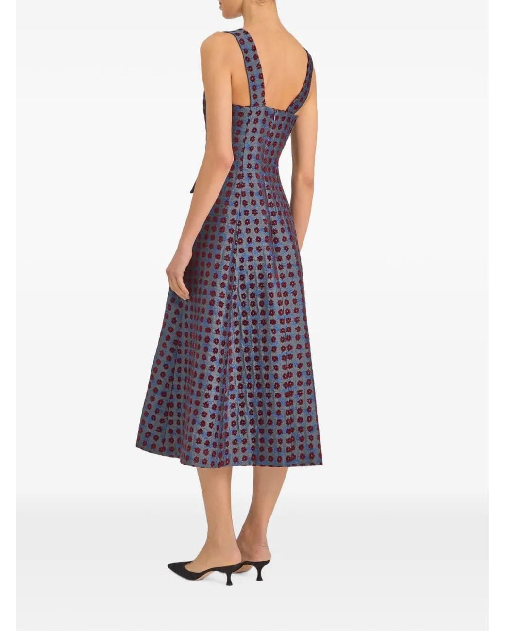 Markarian Purple Birdie Floral-Jacquard Midi Dress