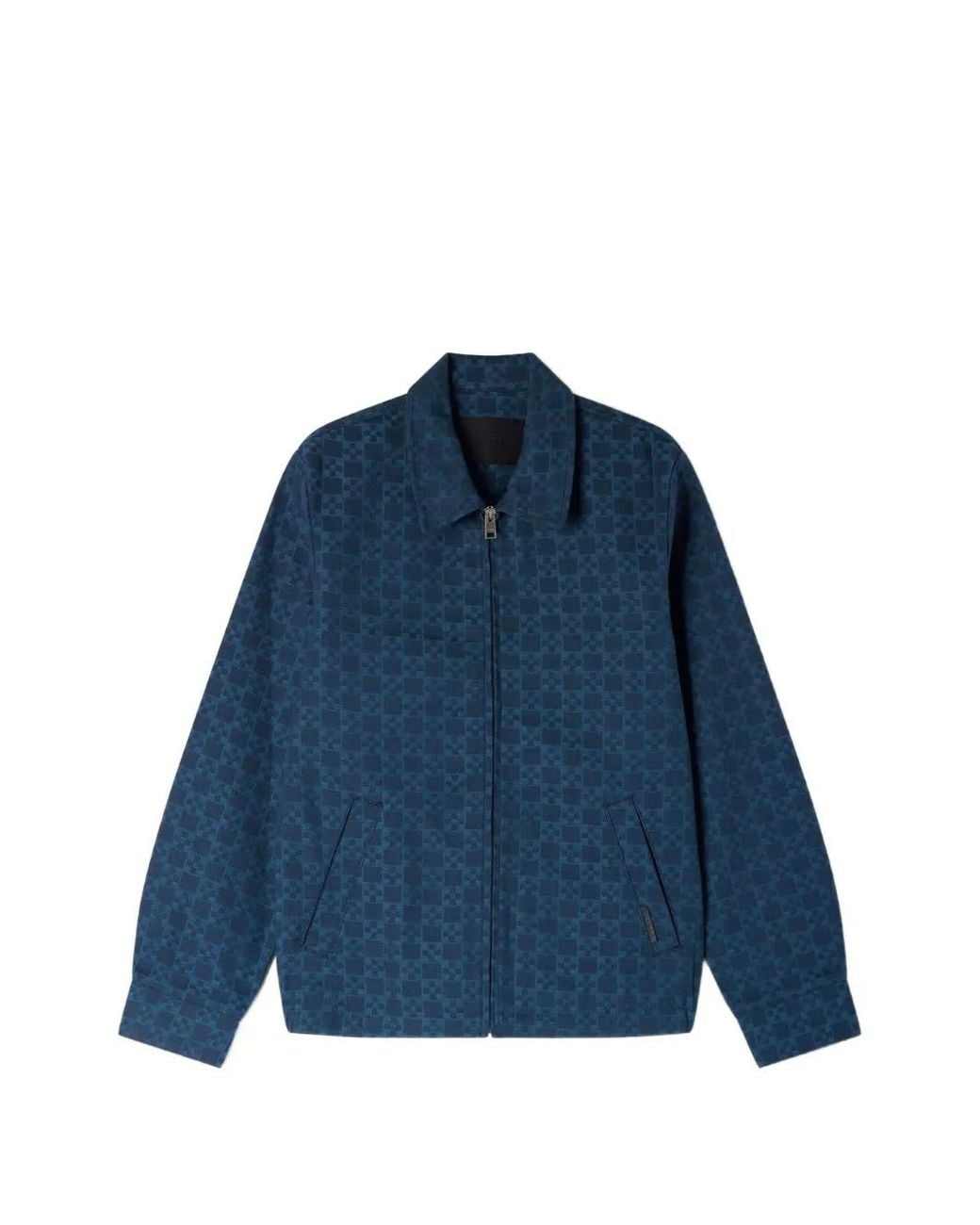 Sandro Blue Square-Pattern Denim Jacket for men