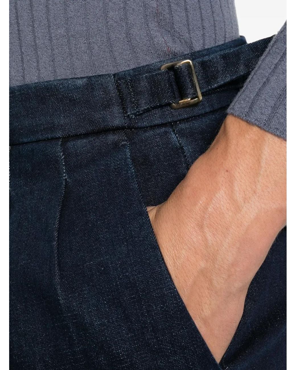Briglia 1949 Blue Pleated Side-Adjuster Jeans for men