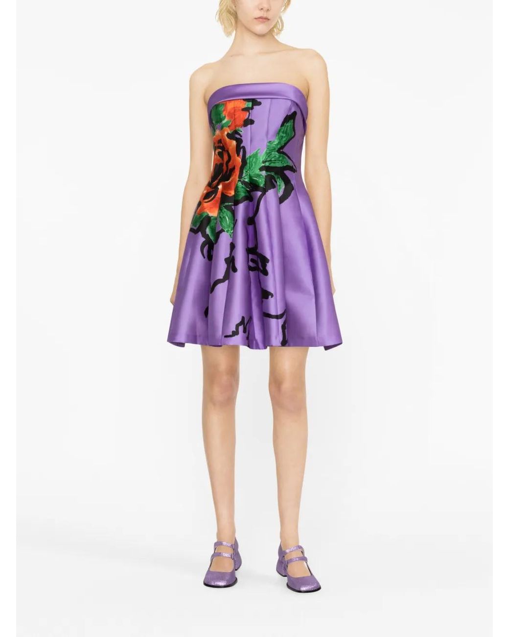 Philosophy Di Lorenzo Serafini Purple Graphic-Print Bandeau Minidress