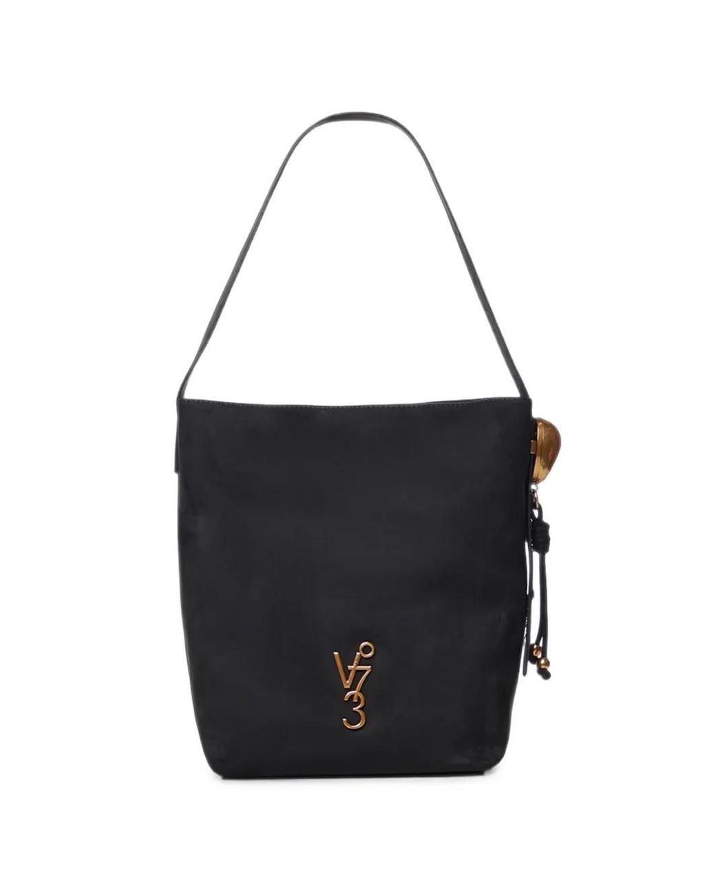 V73 Black Azzurrite Logo-Plaque Shoulder Bag