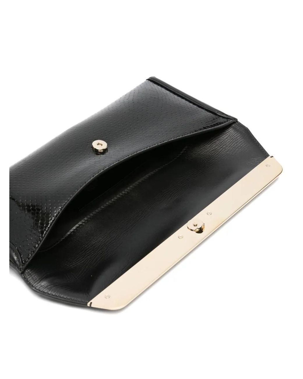 DSquared² Black Metallic-Trim Leather Clutch Bag