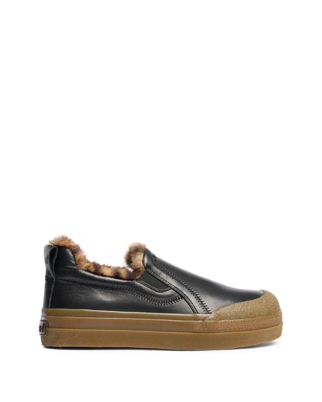 Ash Black Anemone Fur Trim Slip-On Sneakers