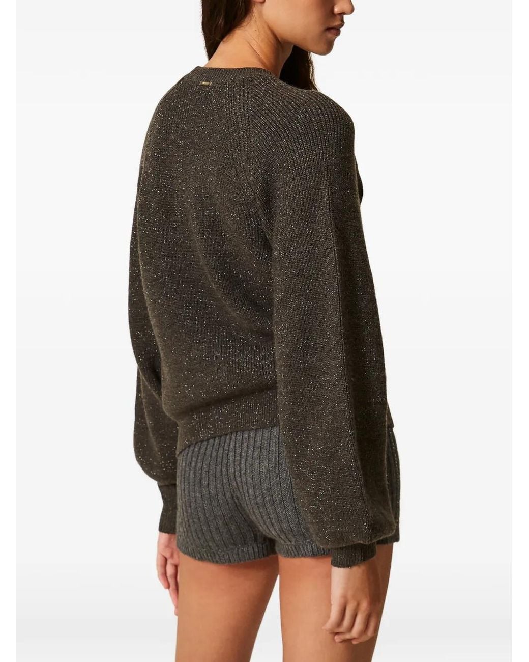 Twinset Green Cable-Knit Jumper With Cut-Outs