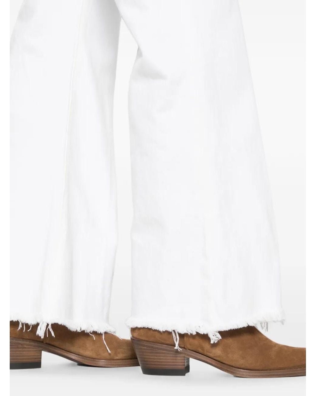 FRAME White Frayed-Hem Jeans