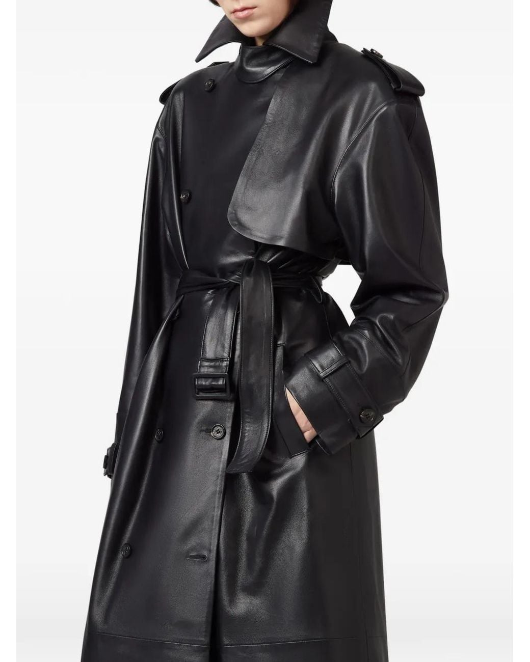 GIUSEPPE DI MORABITO Black Double-Breasted Belted Trench Coat