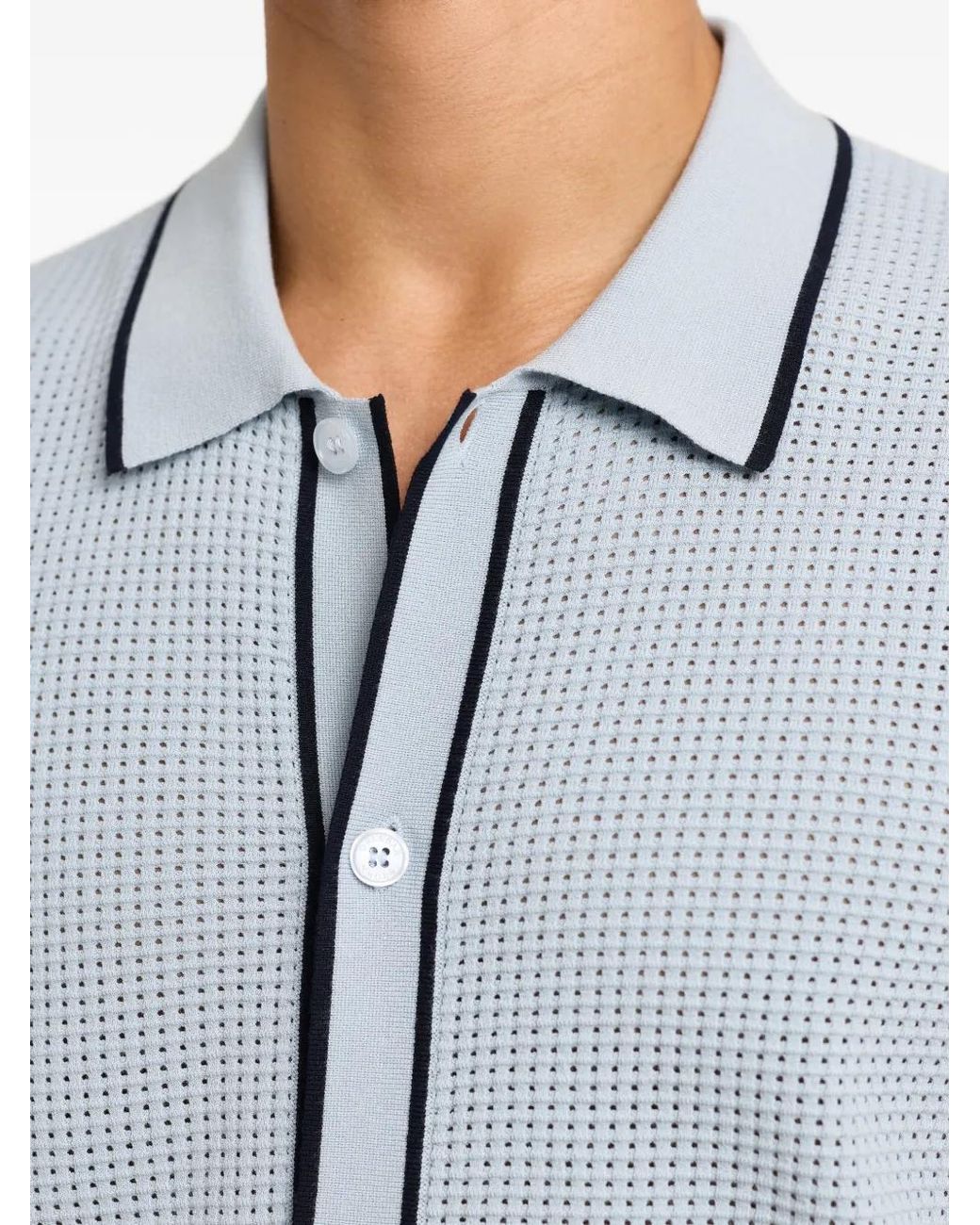 Orlebar Brown Roddy Button-Up Geperforeerd Overhemd in het Blue voor heren