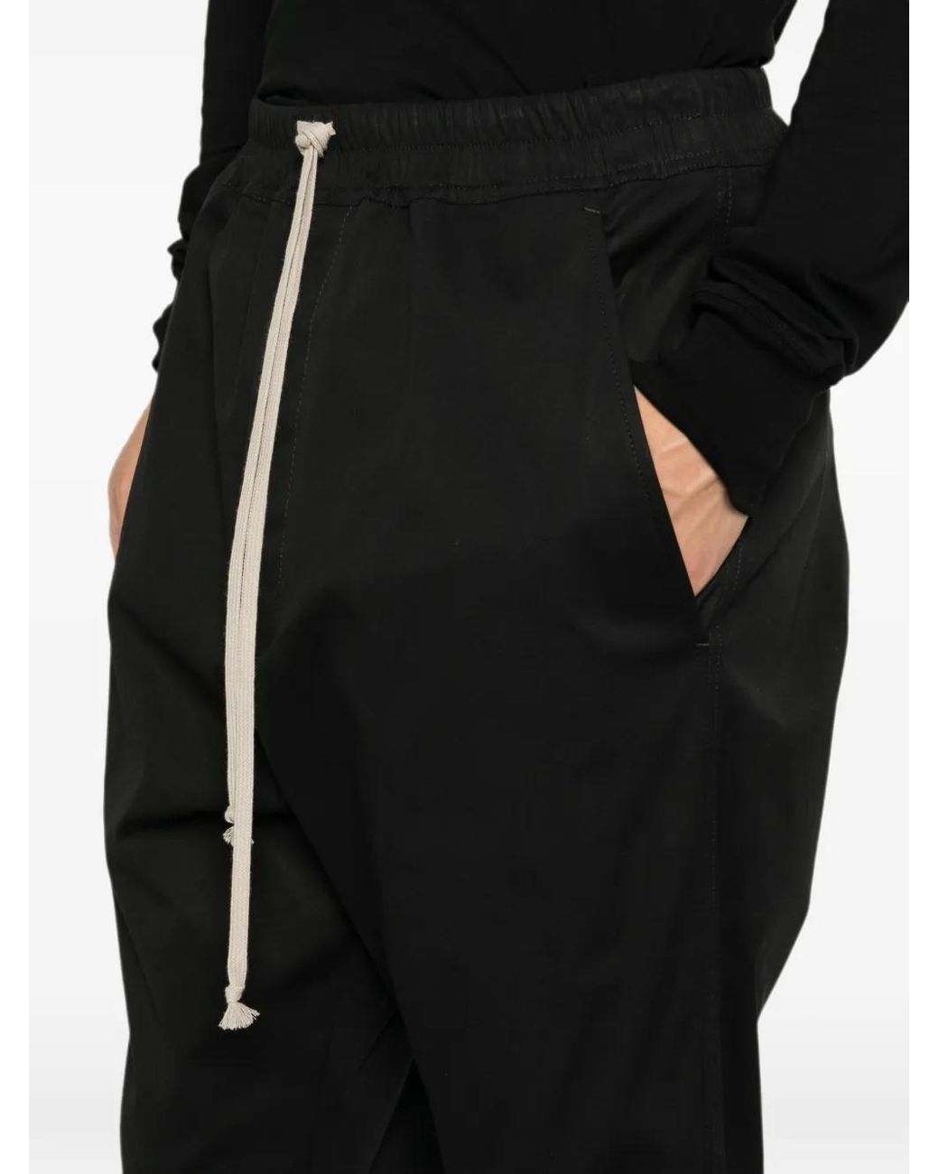 Rick Owens Black Pantalon De Jogging Tower Tecual En Popeline Épaisse Noire for men