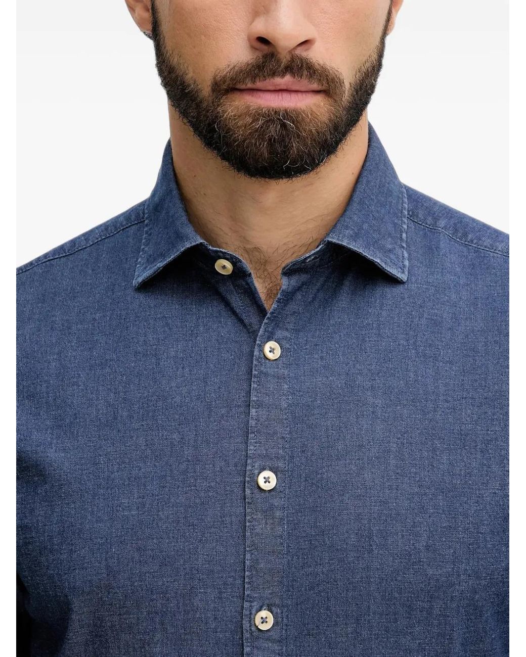 Lindbergh Blue Long-Sleeve Shirt for men