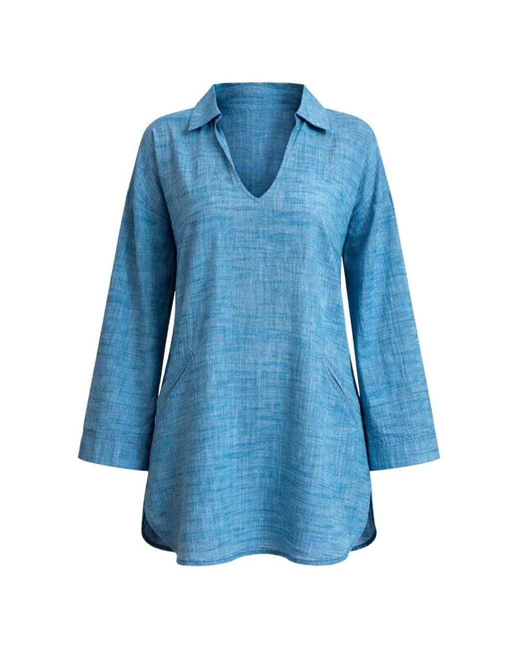 Seafolly Blue Longline Beach Shirt