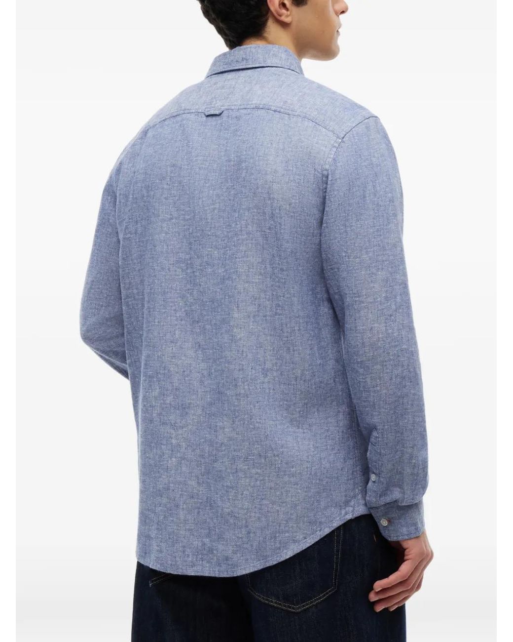 Tommy Hilfiger Blue Logo-Embroidered Button-Down Shirt for men