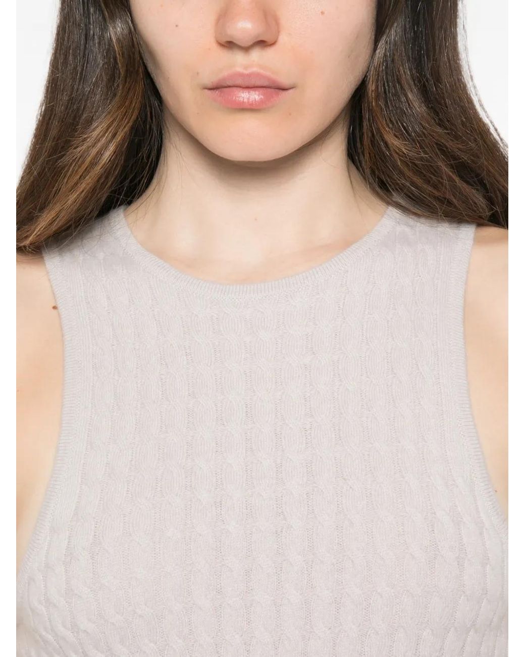 Lisa Yang White Iora Cable-Knit Tank Top