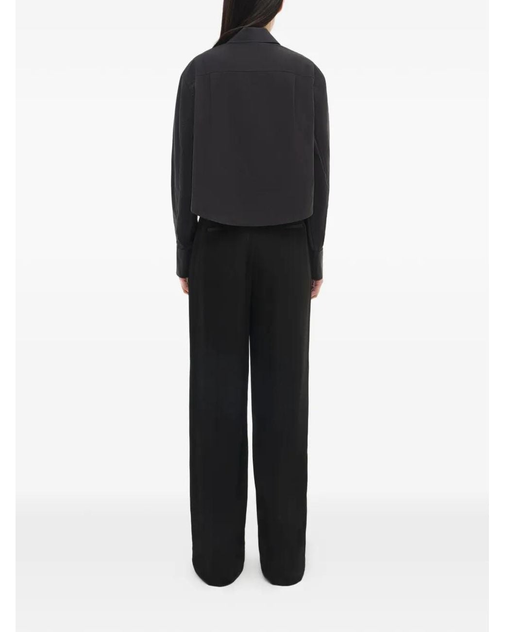 Jonathan Simkhai Black Renata Cropped Button-Down Shirt