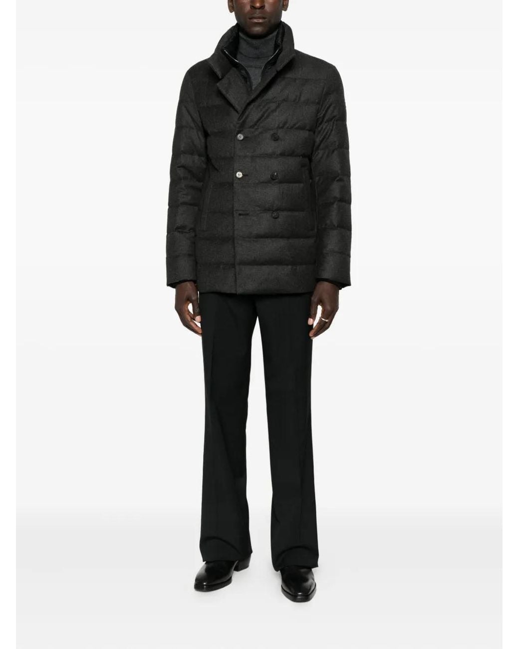 DUNO Black Button-Down Padded Jacket for men