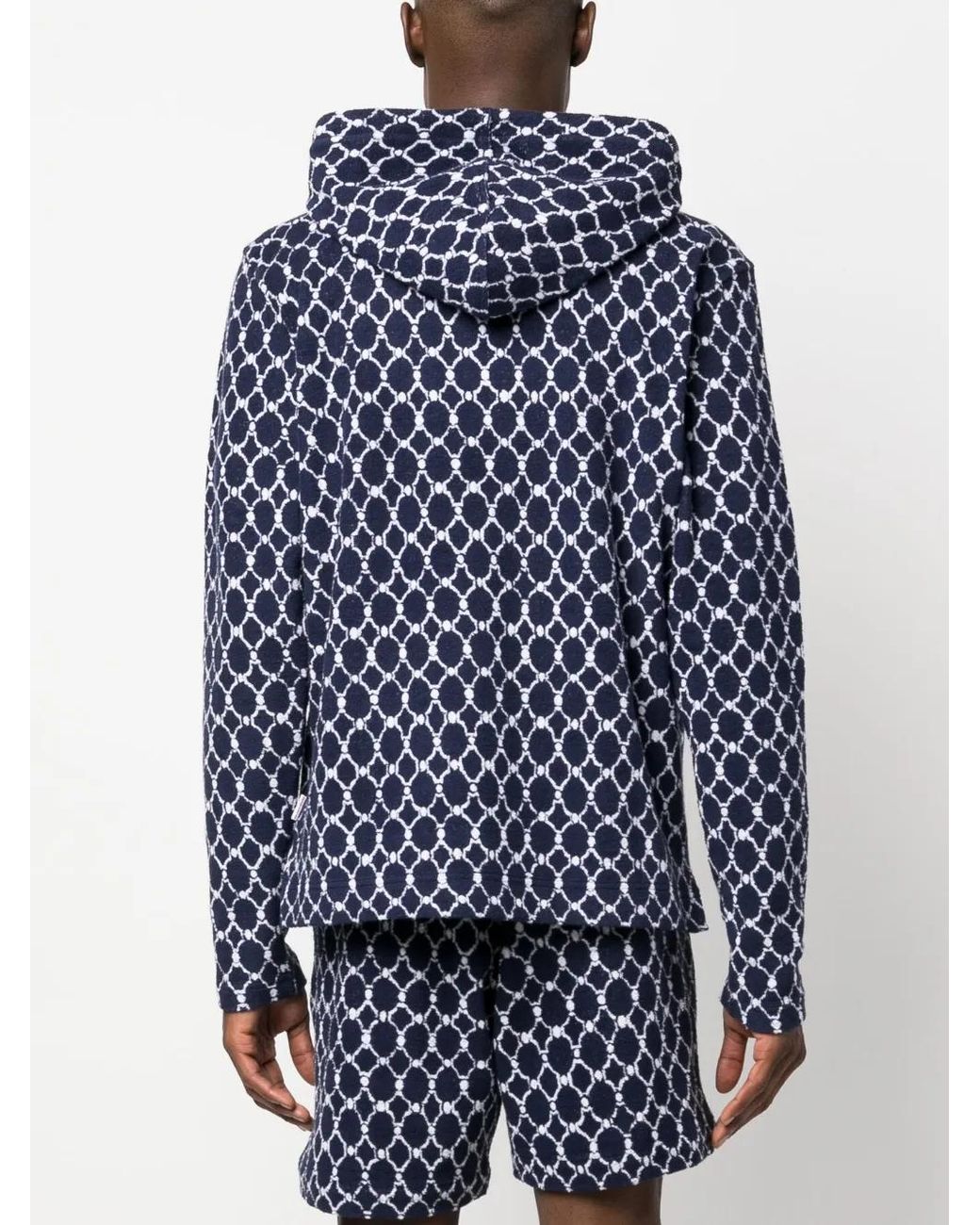 Orlebar Brown Blue Blaine Geometric-Pattern Terry-Cloth Hoodie for men