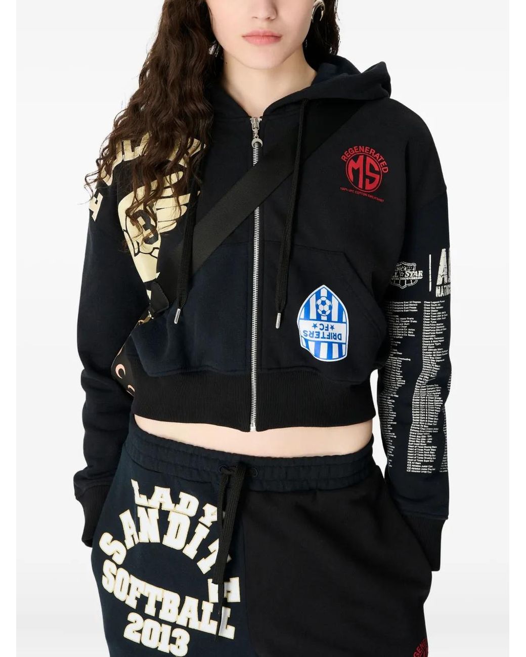 MARINE SERRE Black Long-Sleeve Hoodie